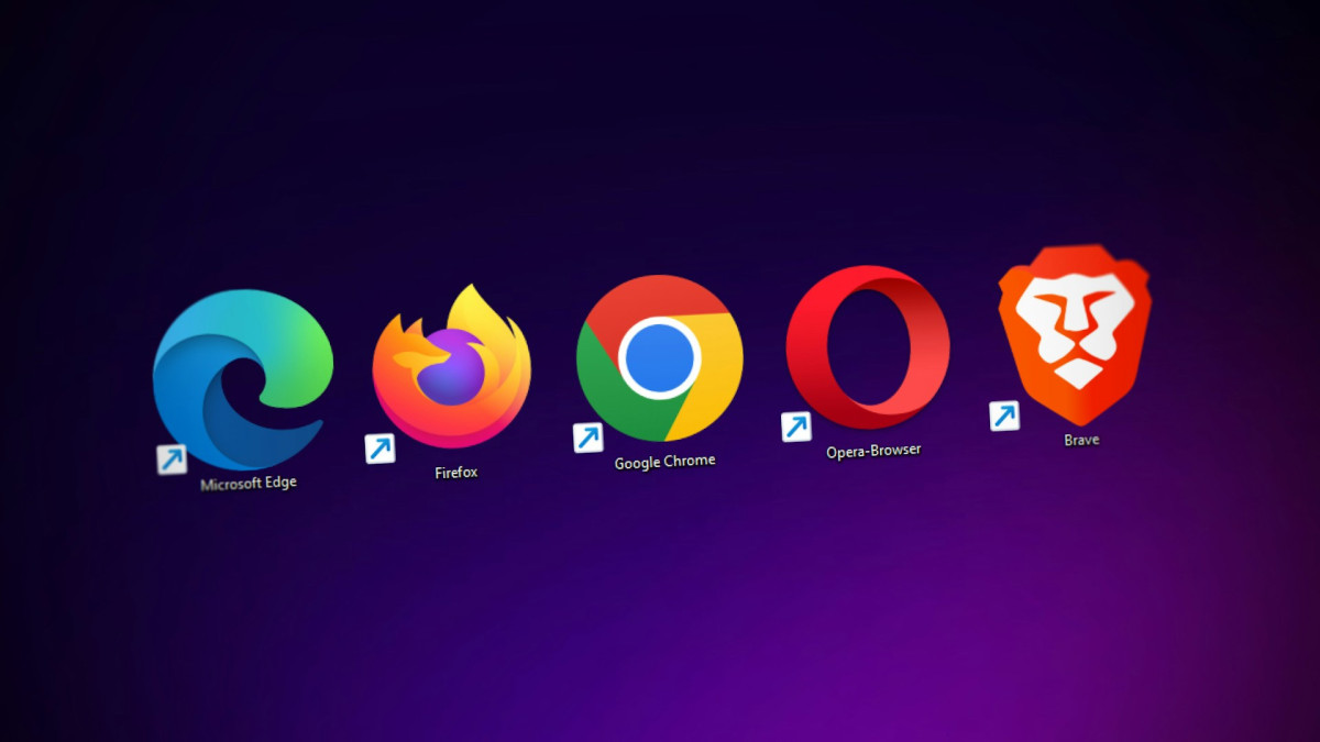 Das Bild zeigt das Logo mehrerer Browser: Microsoft Edge, Mozilla Firefox, Google Chrome, Opera und Brave.